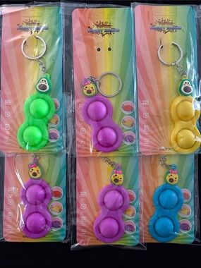 Avocado Bubble Pop It Keychain Set Of Multiple Colors